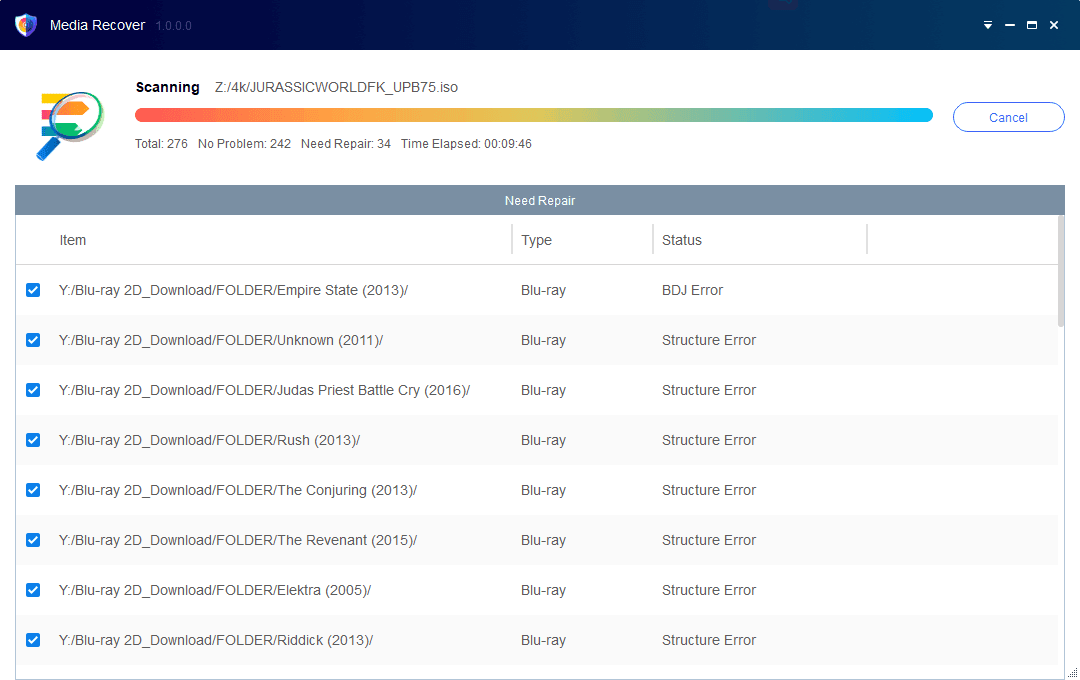 media recover for DVD & Blu-ray