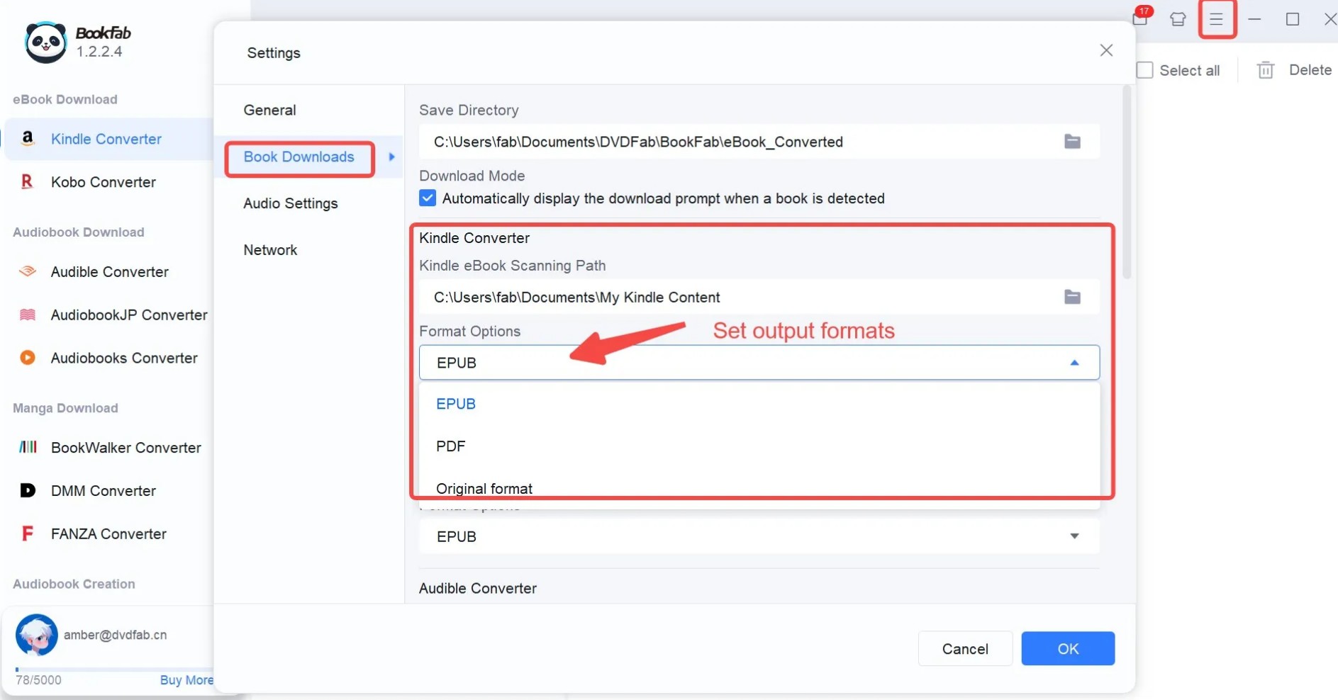 Remove DRM from AZW3/AZW with BookFab Kindle Converter