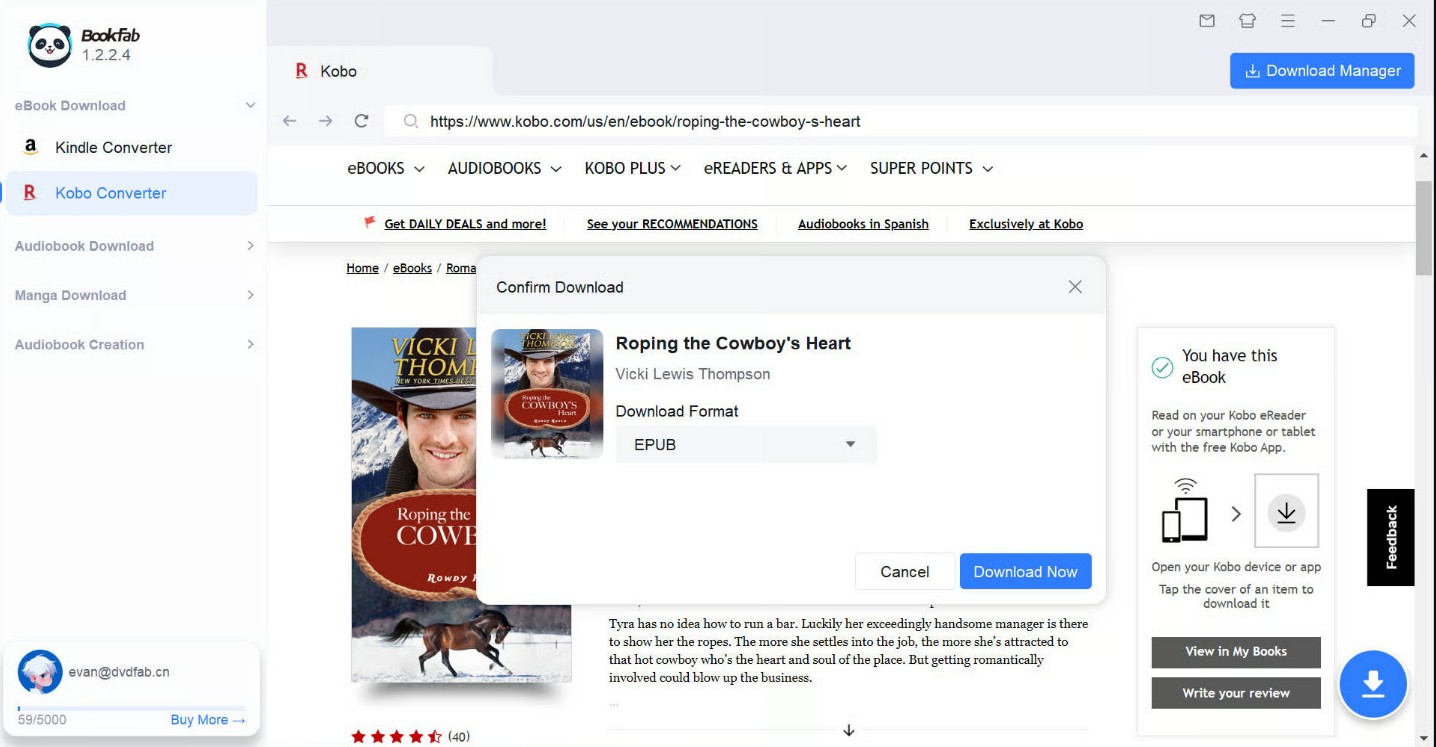 Entfernen Sie DRM von EPUB mit dem BookFab Kobo Converter