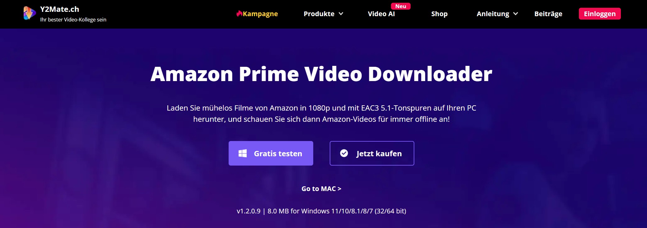 Amazon Prime Video Download mit dem Video Downloader: Y2mate Amazon Prime Video Downloader