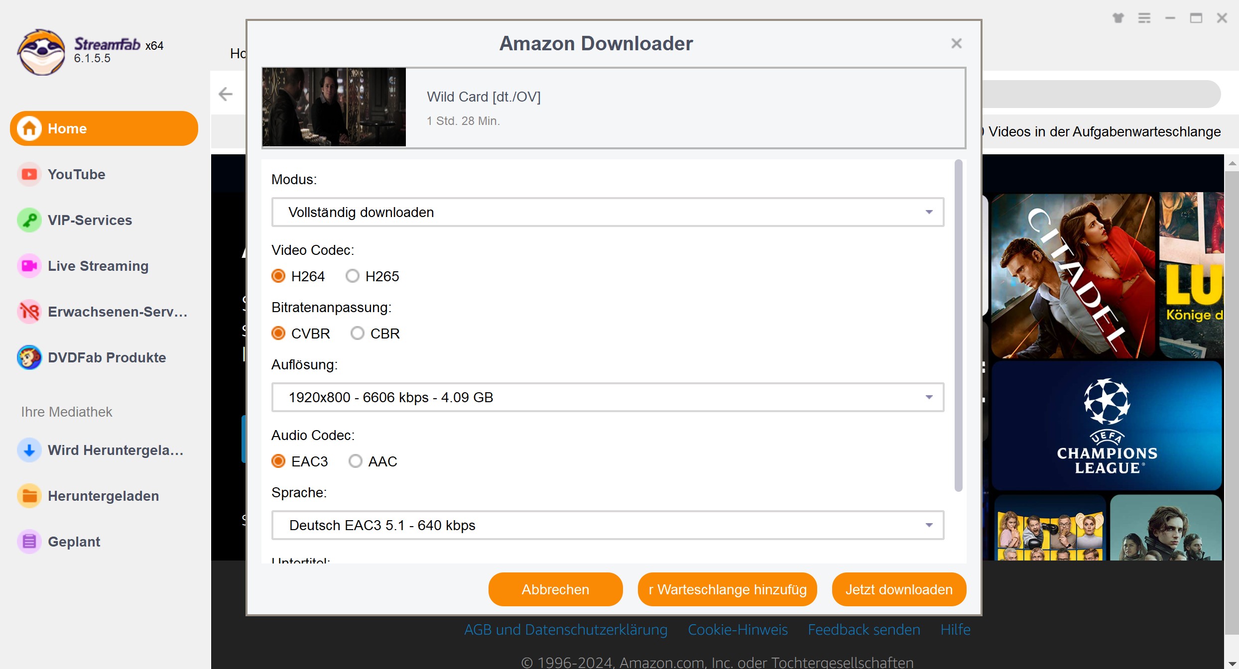 Amazon Prime Video Download mit dem Video Downloader: StreamFab Amazon Downloader