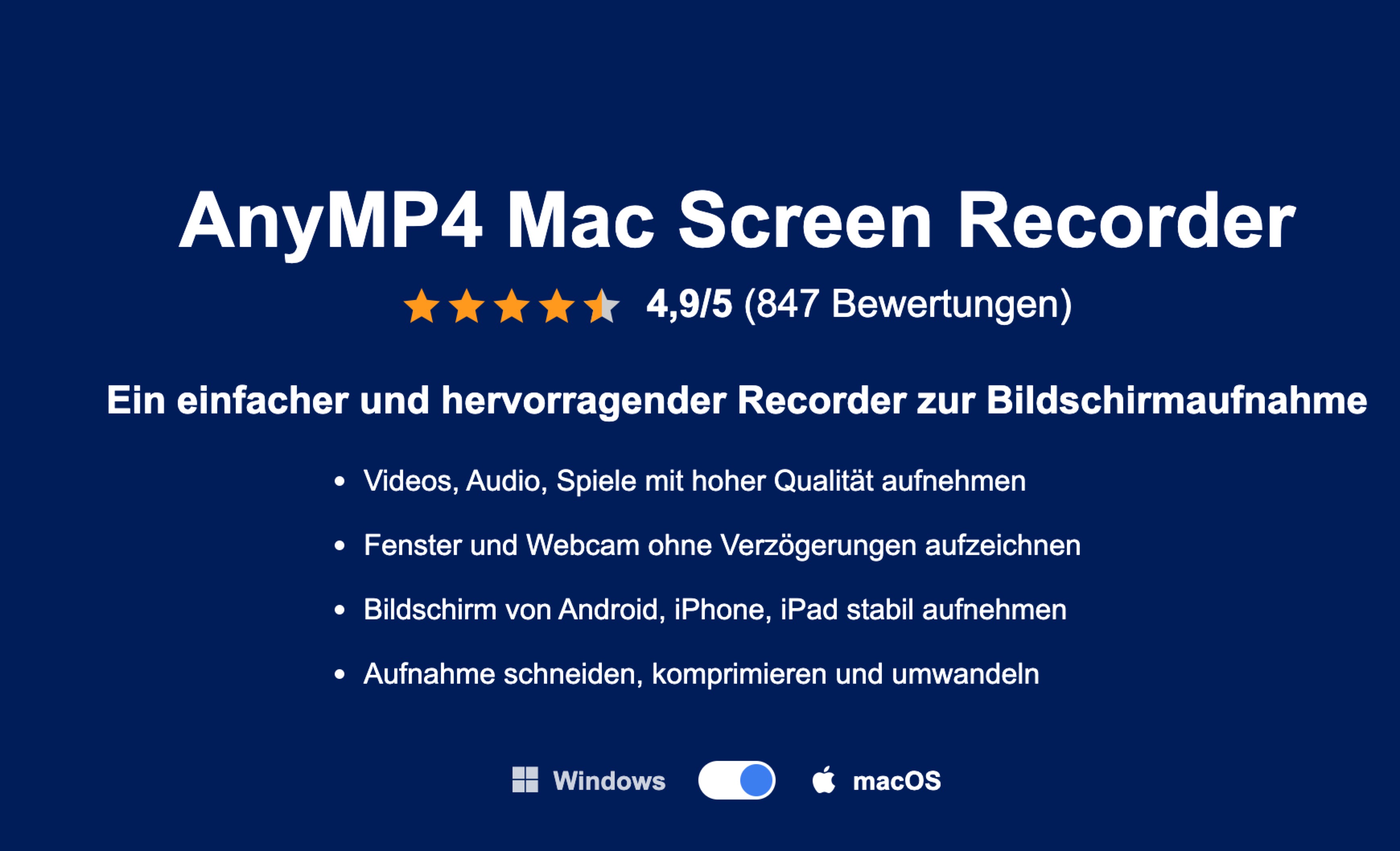 AnyMP4 Screen Recorder: Hochwertige Bildschirmaufnahmen