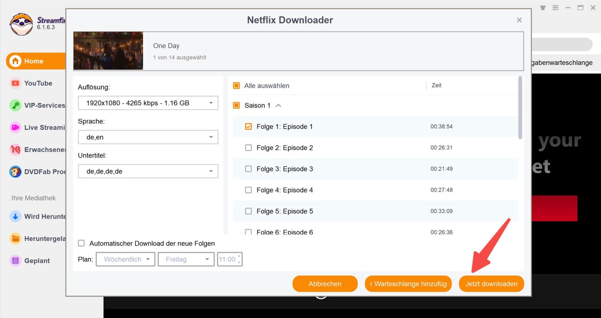 Schritte zum Netflix MP4 Download mit StreamFab Netflix Downloader