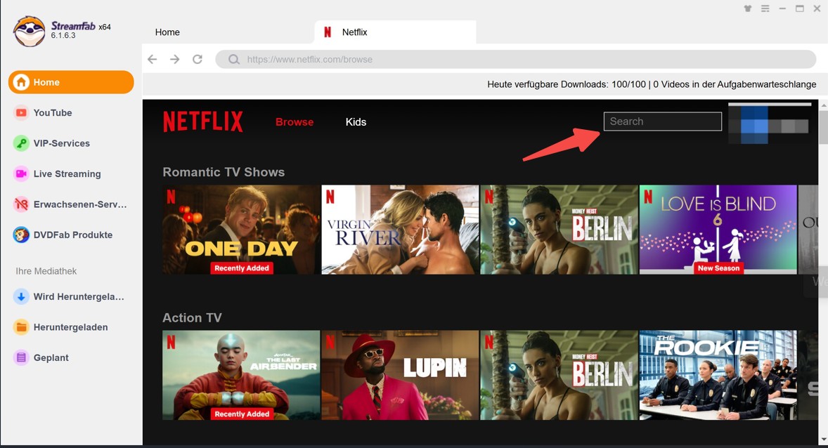 Schritte zum Netflix MP4 Download mit StreamFab Netflix Downloader