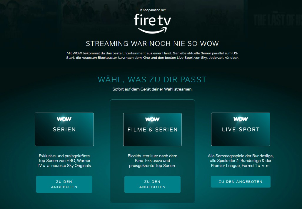 Voraussetzungen für WOW Fire TV Stick