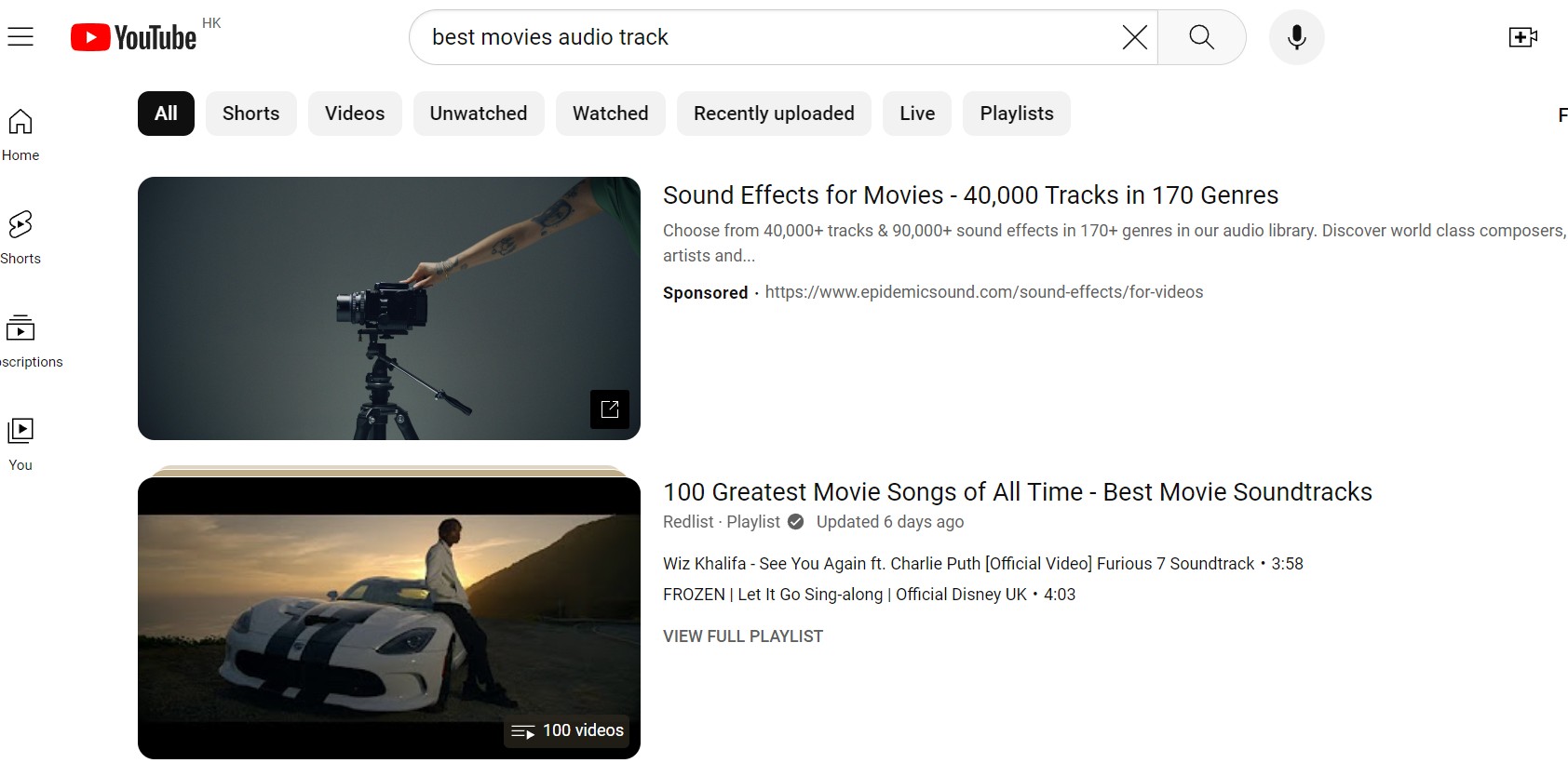 Download Audio Track for Movies: YouTube