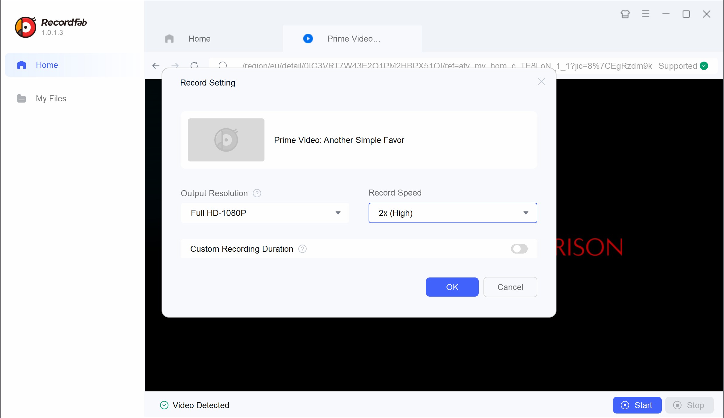 convert amazon live video to mp4 with recordfab: step 2