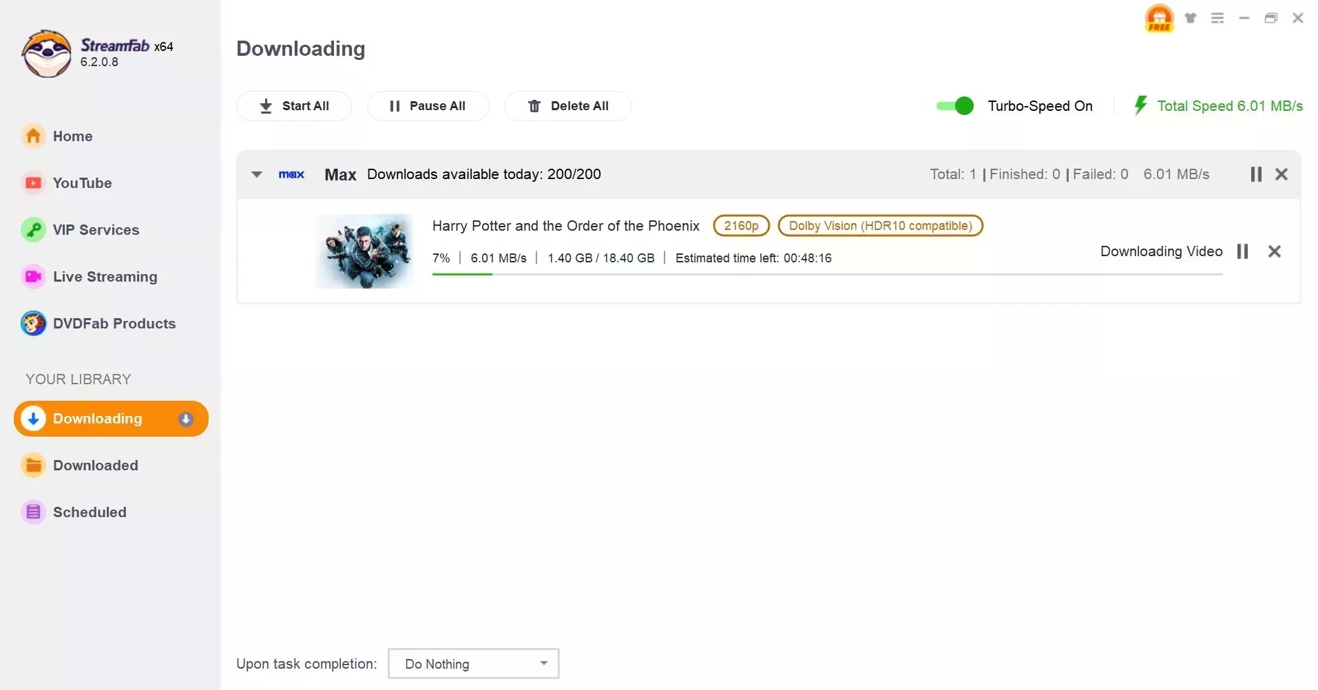how to download HBO Max shows on MacBook: step 4 of streamfab