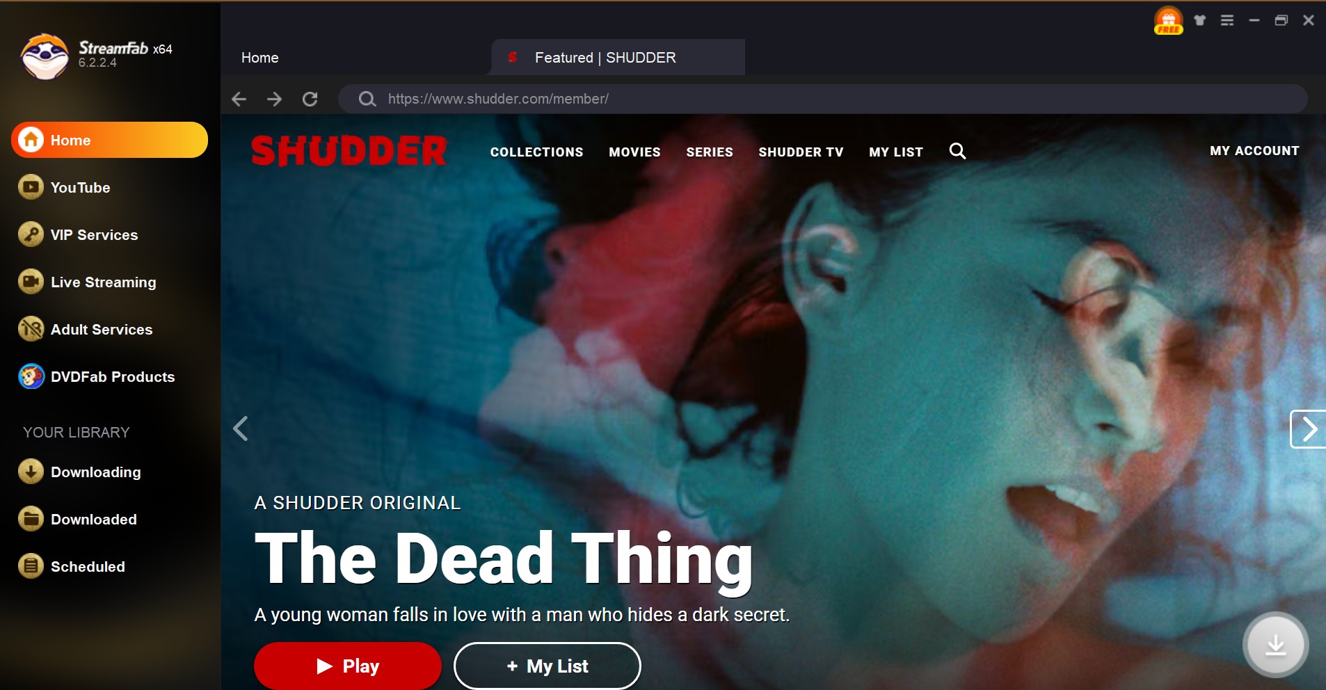 how to download shudder movie: streamfab