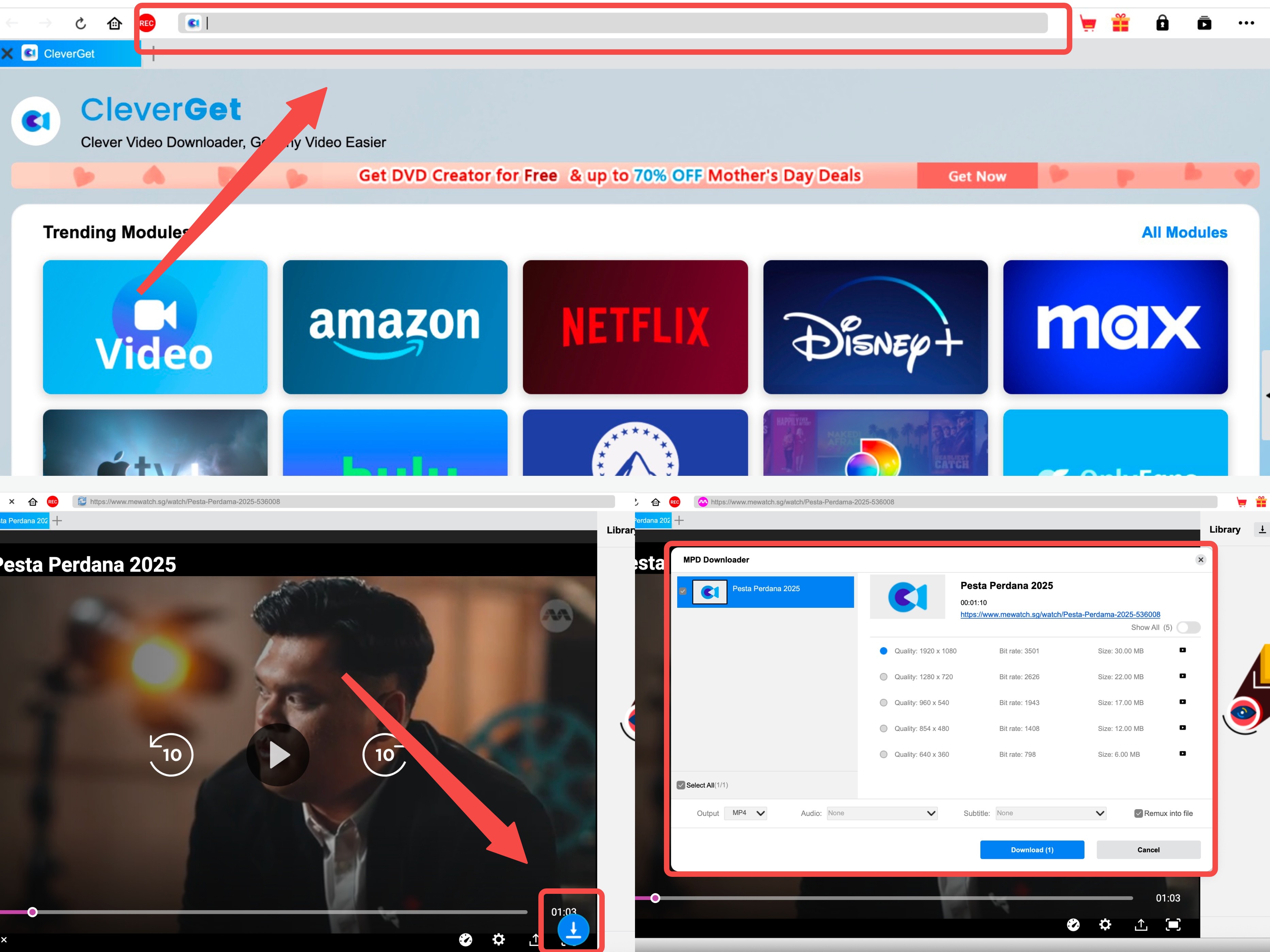 how to download videos from mewatch: steps of cleverget