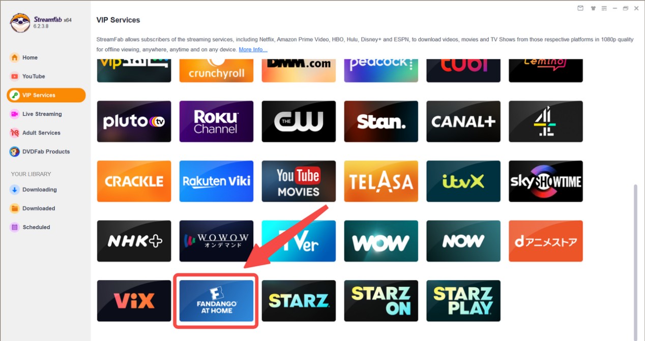 use StreamFab to rip Vudu movies: Step1