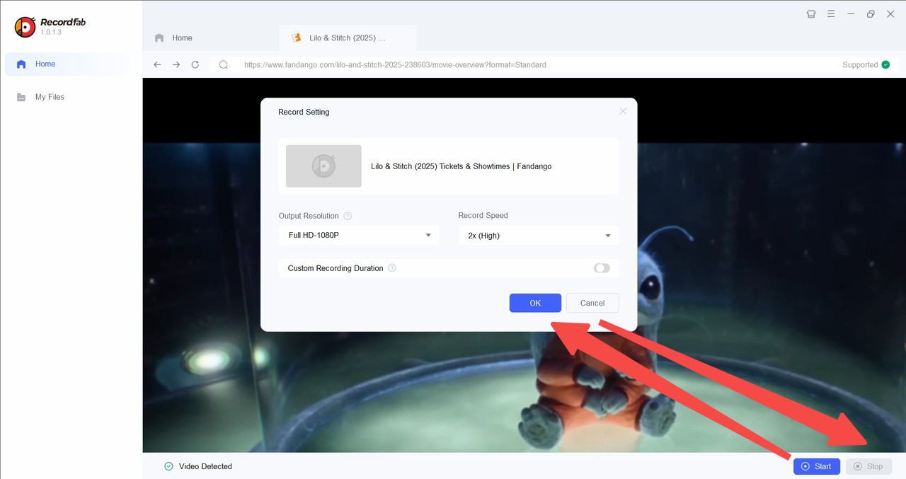 convert VUDU to MP4 using RecordFab Step 2