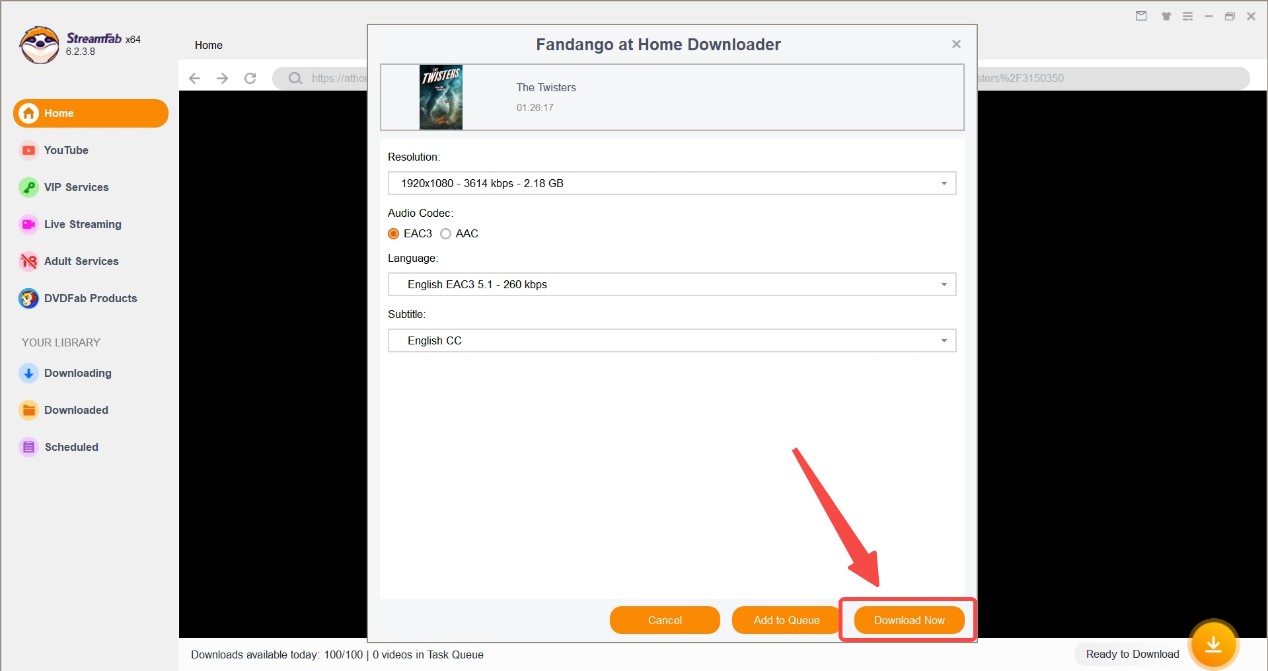 convert VUDU to MP4 using StreamFab Step 3