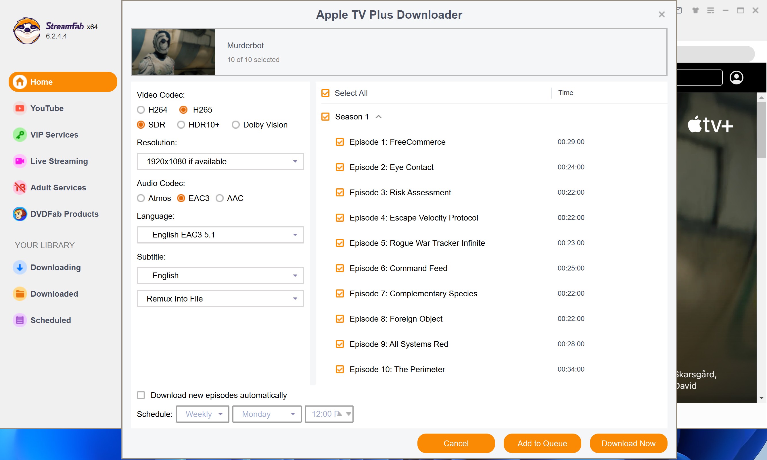 how to watch apple tv offline: step 3-1 of streamfab