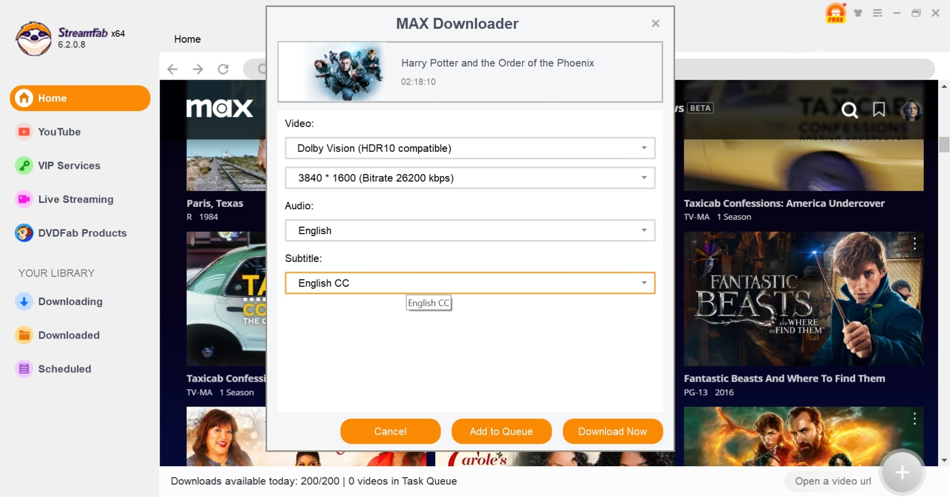 second step of using StreamFab Max Downloader