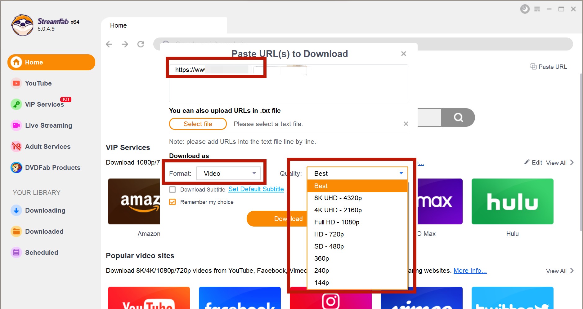 streamfab m3u8 downloader main interface