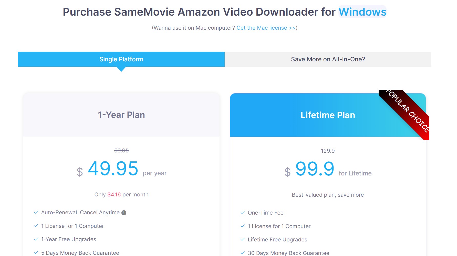 SameMovie Amazon Downloader Prices