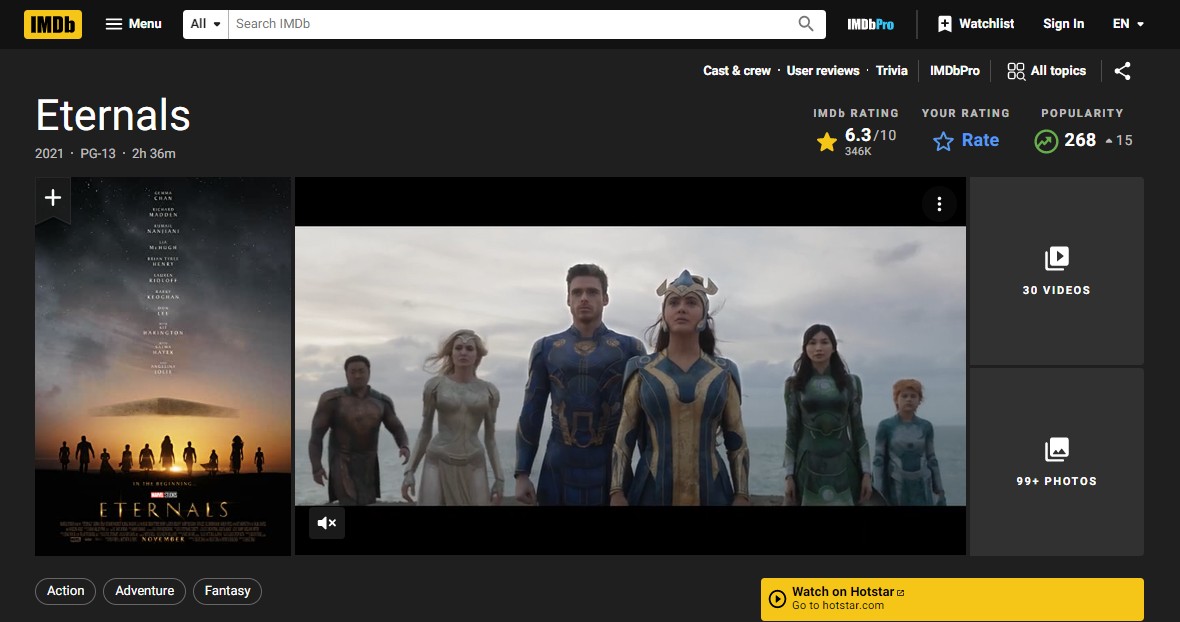 Eternals IMDb 