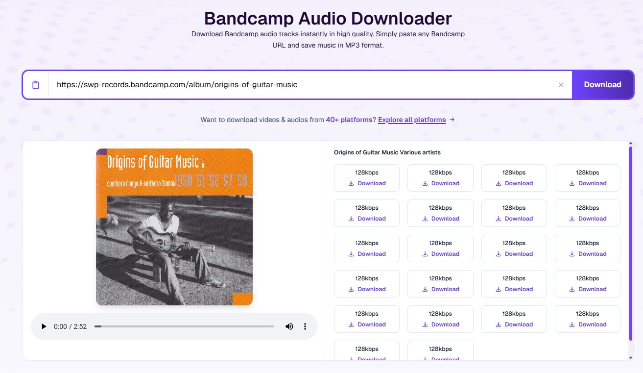 Postsyncer Bandcamp audio downloader