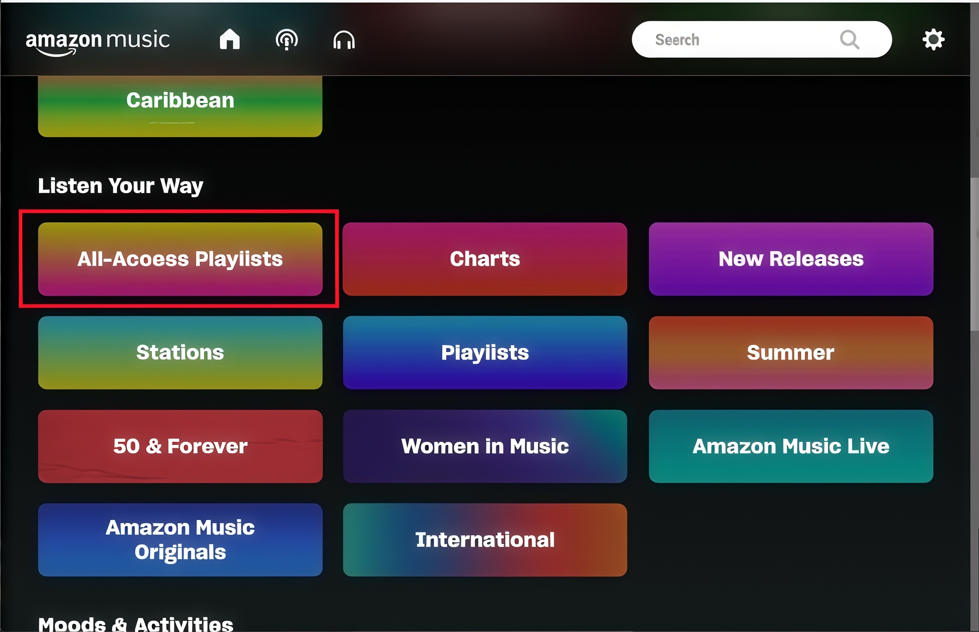 look for the “All-Access Playlists” tab