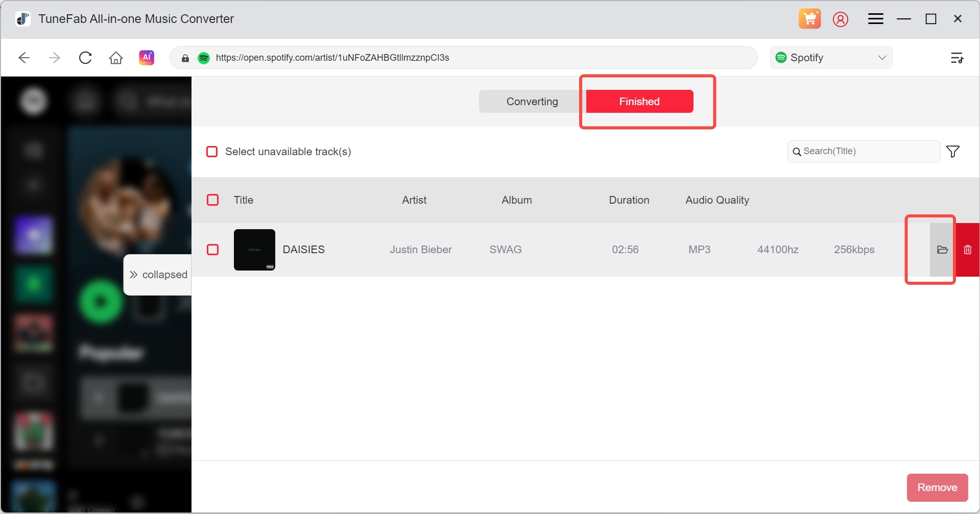 tunefab spotify converter check song metainfo 