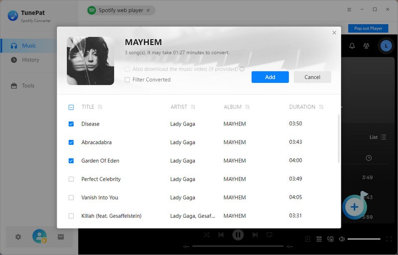 select the song you want to download