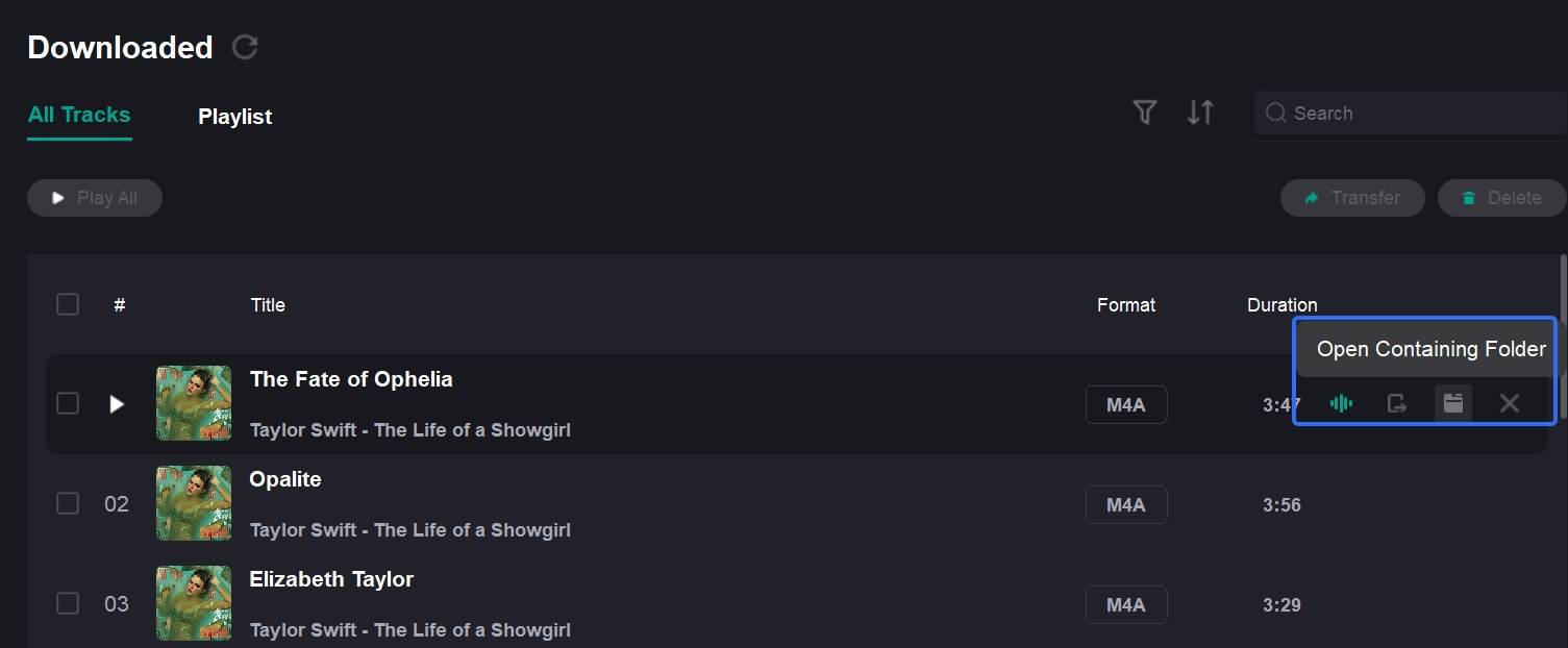 MusicFab downloaded tasks