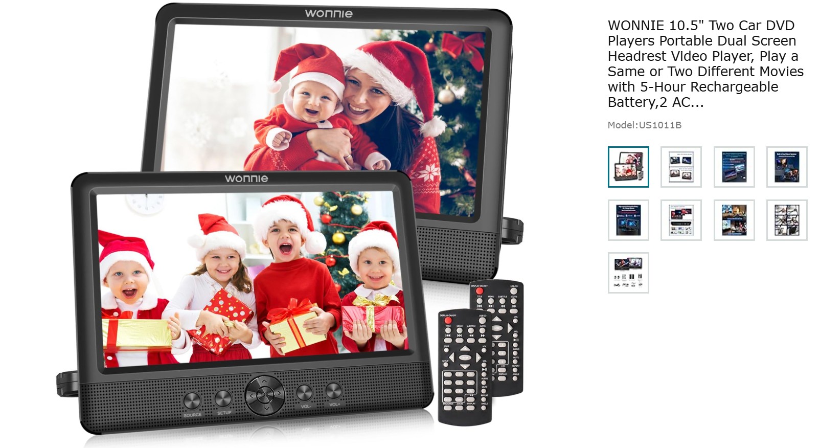 The Best Portable DVD Player: WONNIE 10.5 Dual Screen Portable DVD Player