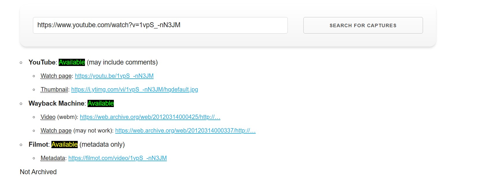 Find Deleted YouTube Videos using YouTube Video Finder