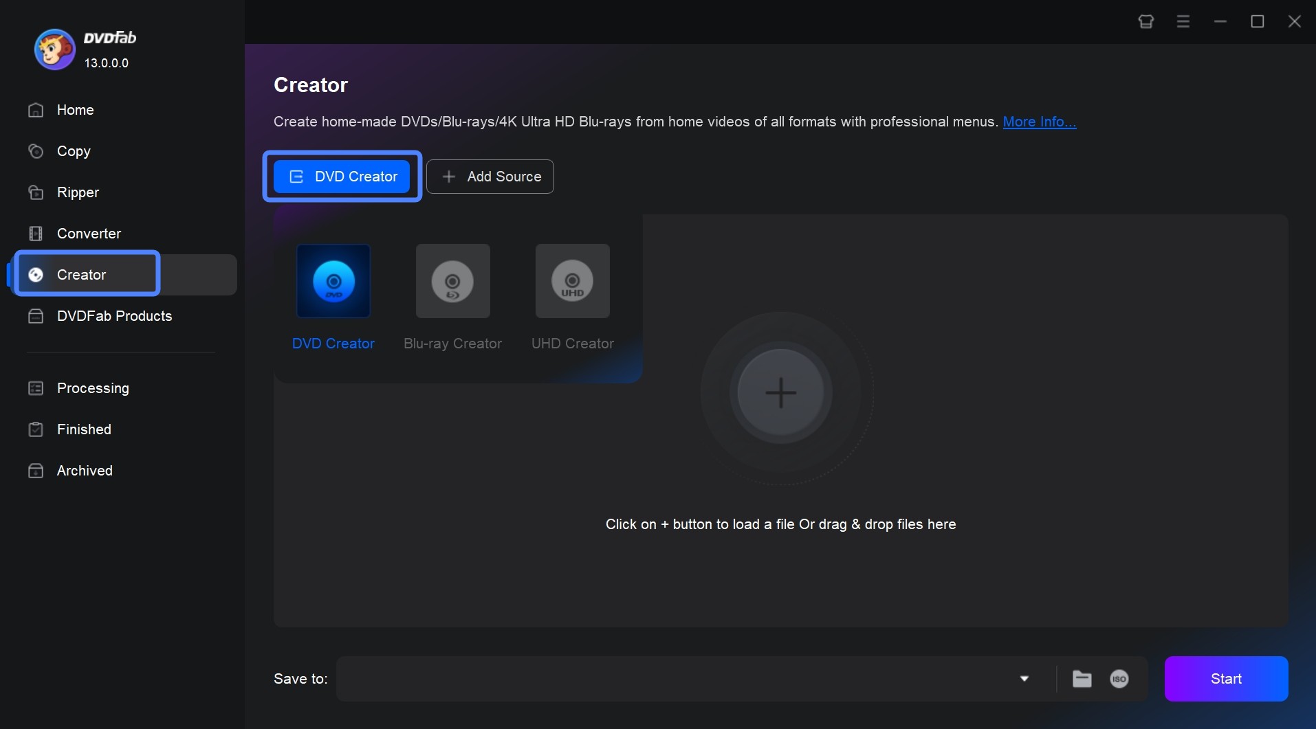 DVDFab DVD Creator step.