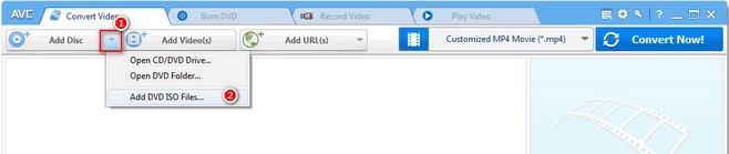 Convertir ISO en MP4 avec AVC : Any Video Converter