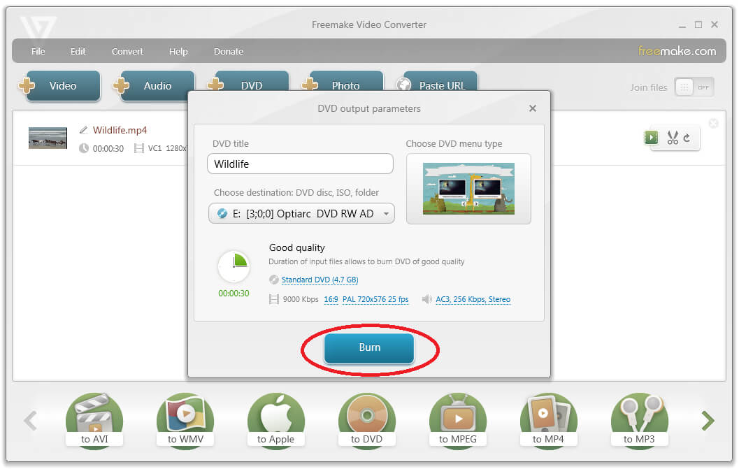 Comment convertir MP4 en ISO avec Freemake video converter