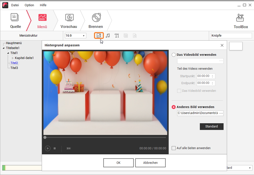 AVI mit Wondershare DVD Creator auf DVD brennen