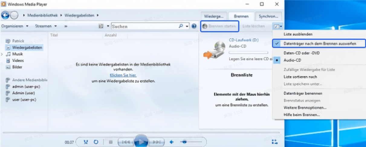 DVD Brennen unter Windows 11 mit Windows Media Player
