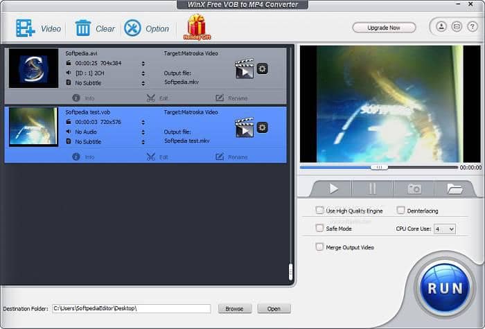 vob in mp4 umwandeln:3. WinX Free VOB to MP4 Converter - VOB in MP4 umwandeln