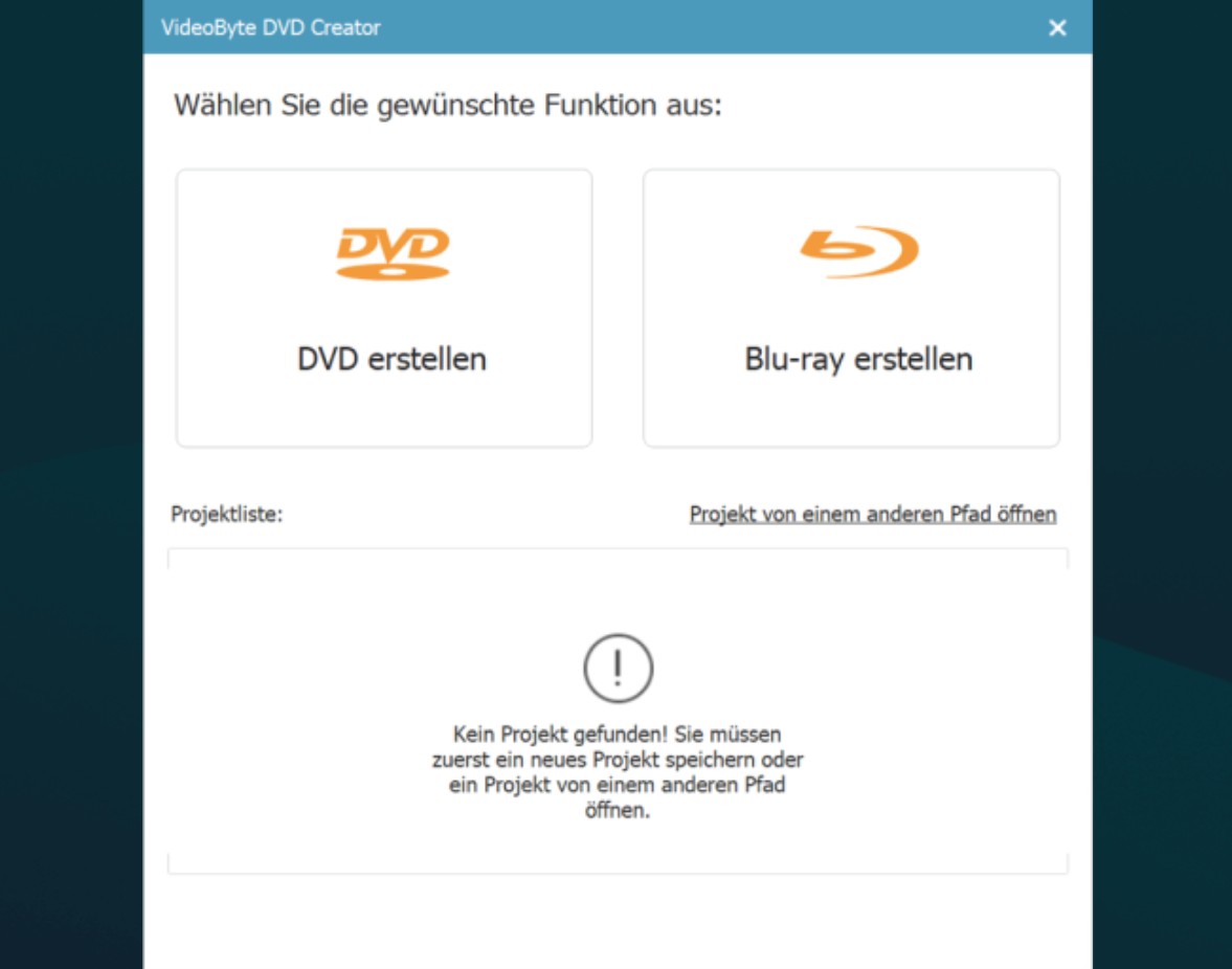 Blu-ray-Erstellen mit Videobyte DVD Creator