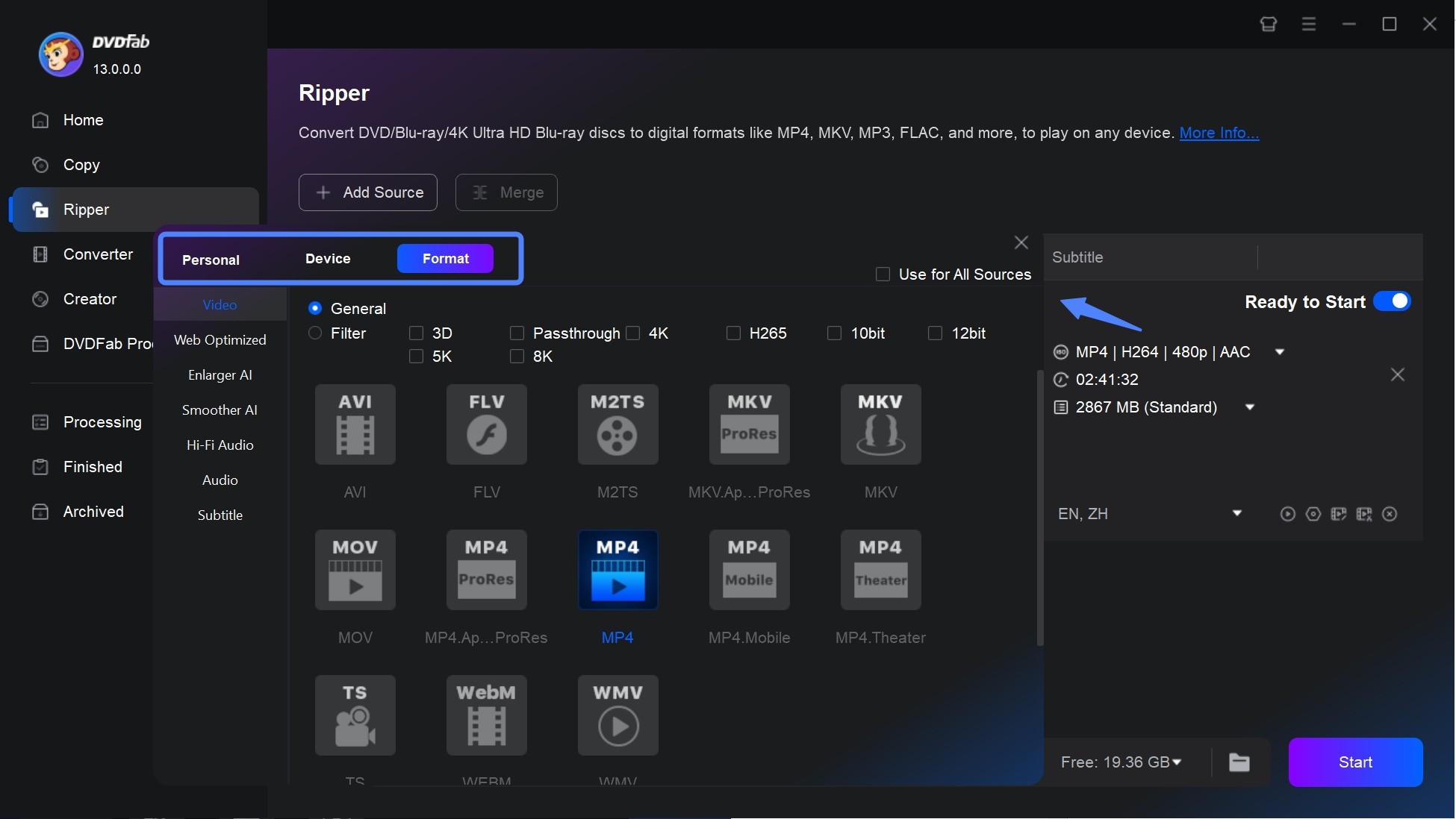 Converting BDMV to MKV/MK4 with DVDFab Blu-ray Ripper