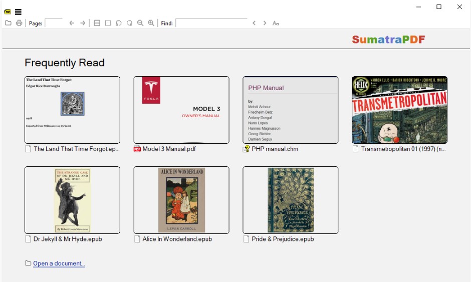 best epub reader for Windows: Sumatra PDF
