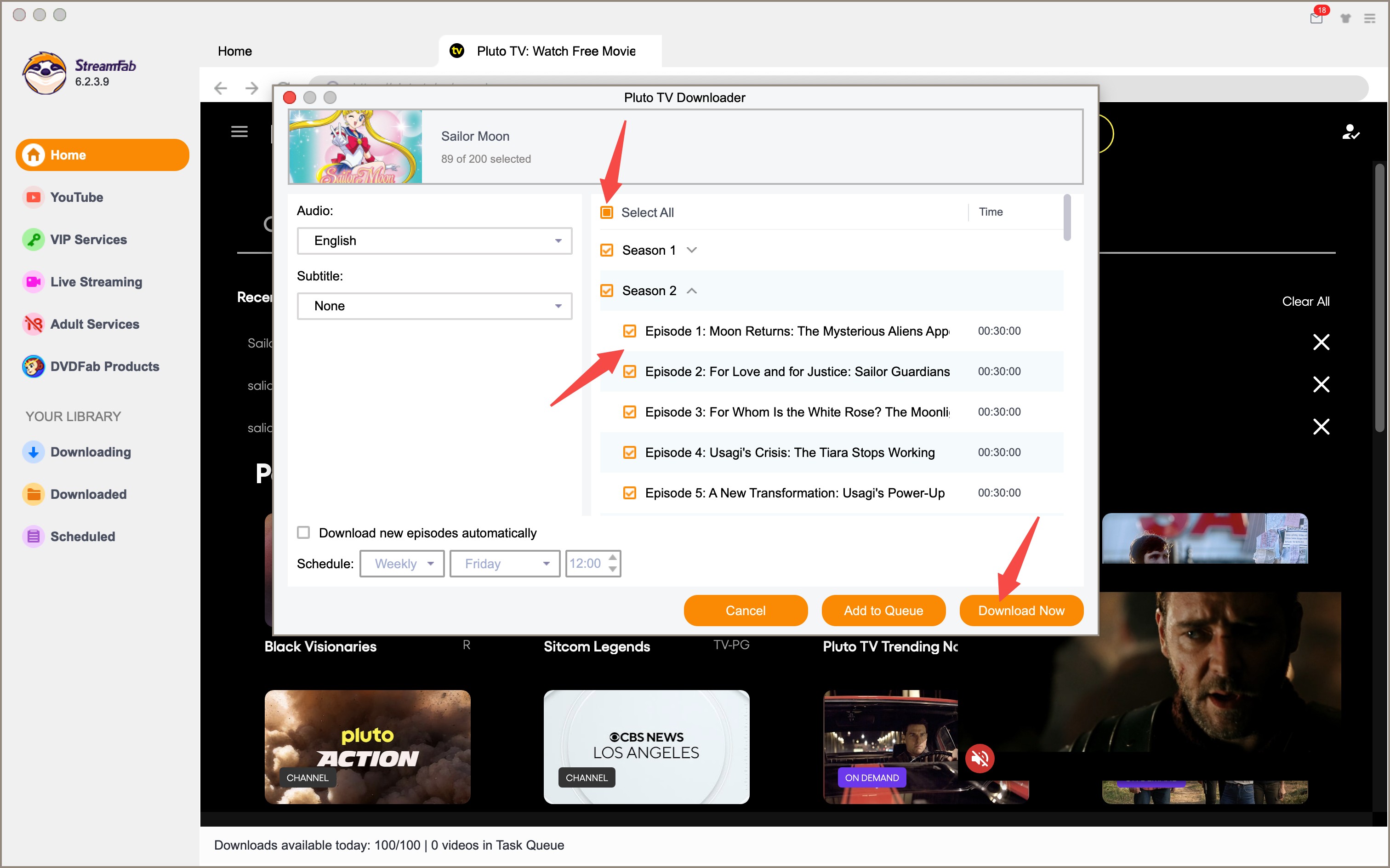 download pluto tv:StreamFab Pluto TV Downloader: step 5