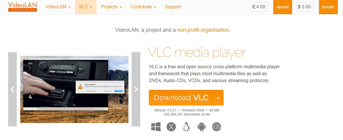convert vob to mp4: VLC Media Play