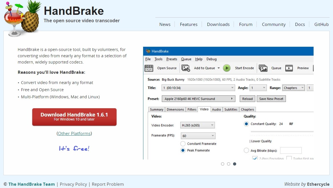 Handbrake: free audio extractor