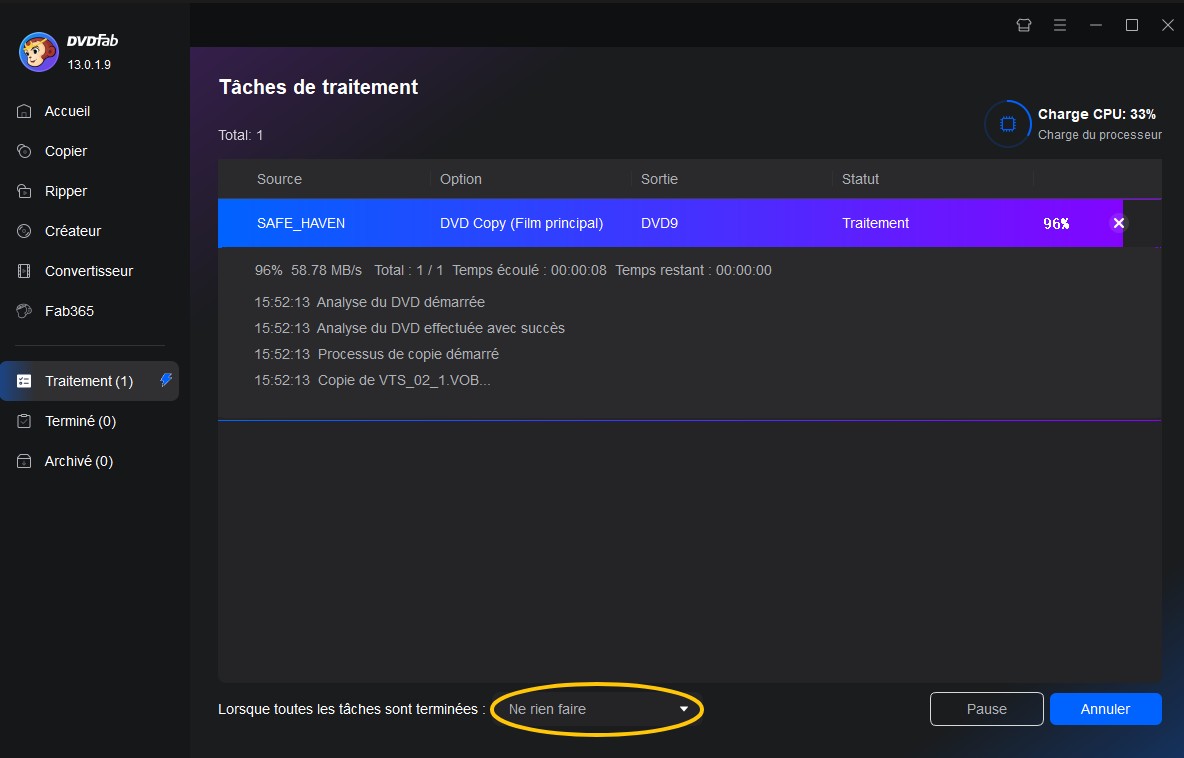 Comment convertir un fichier/disque/dossier en ISO à l'aide de DVDFab DVD Copy ?