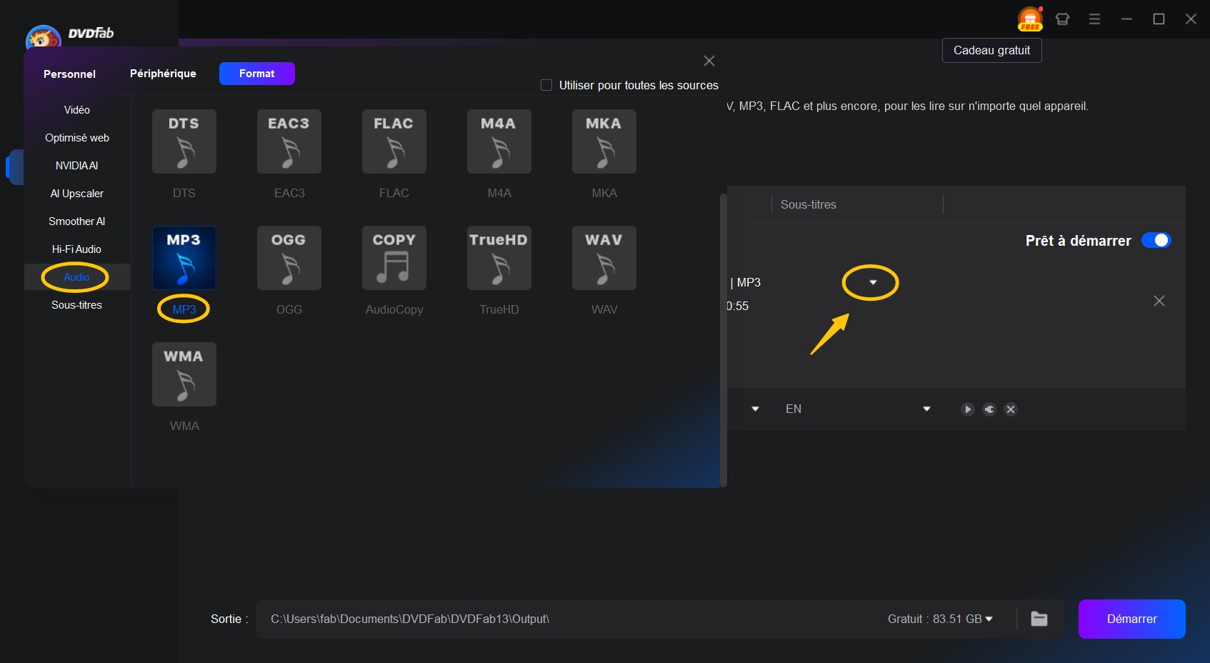 convertir cd en mp3 avec DVDFab DVD Ripper