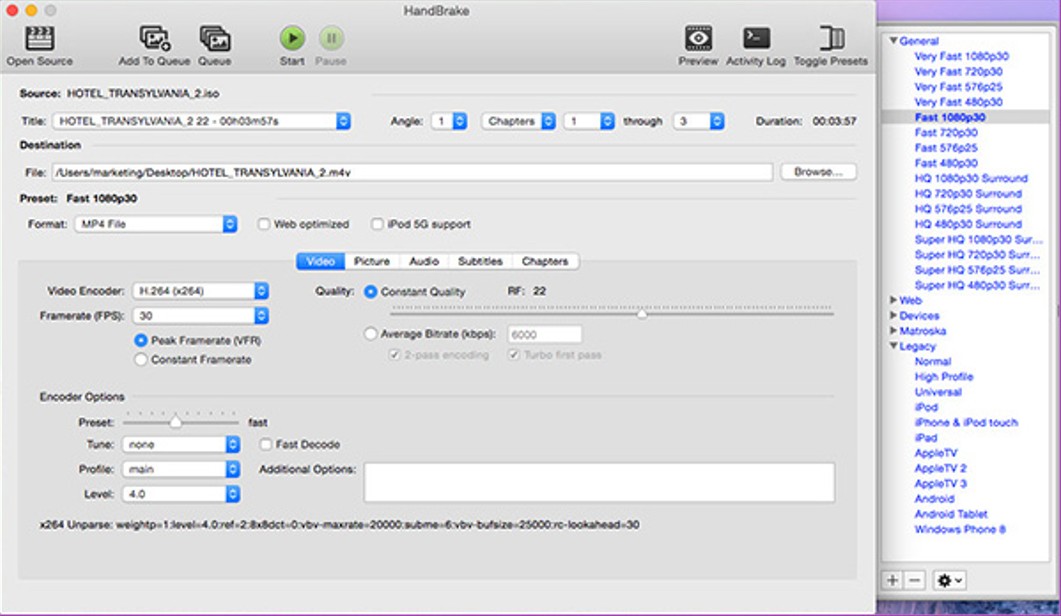 Handbrake Mac Tutorial for Output Setting