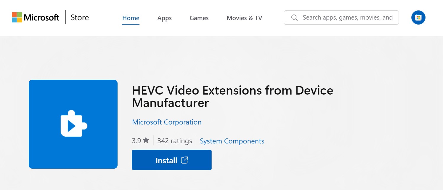 hevc codec extension on windows