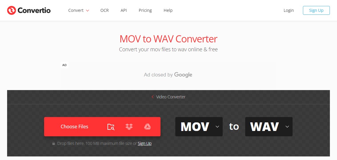 mov to wav:4. Convertio