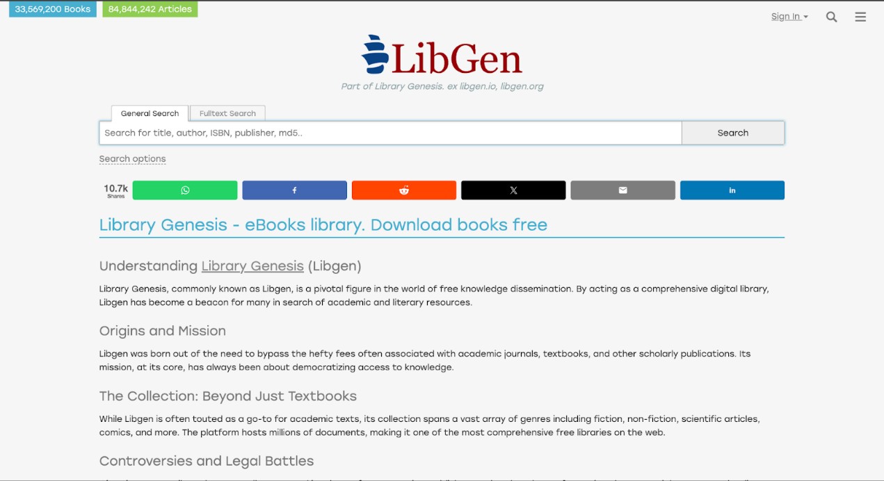 LibGen: download PDF books free