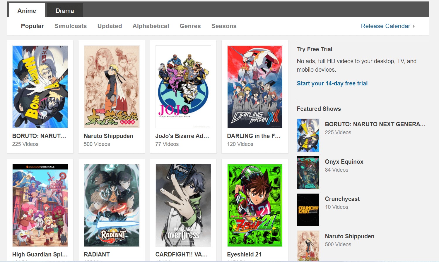 watch anime free online:7. Crunchyroll