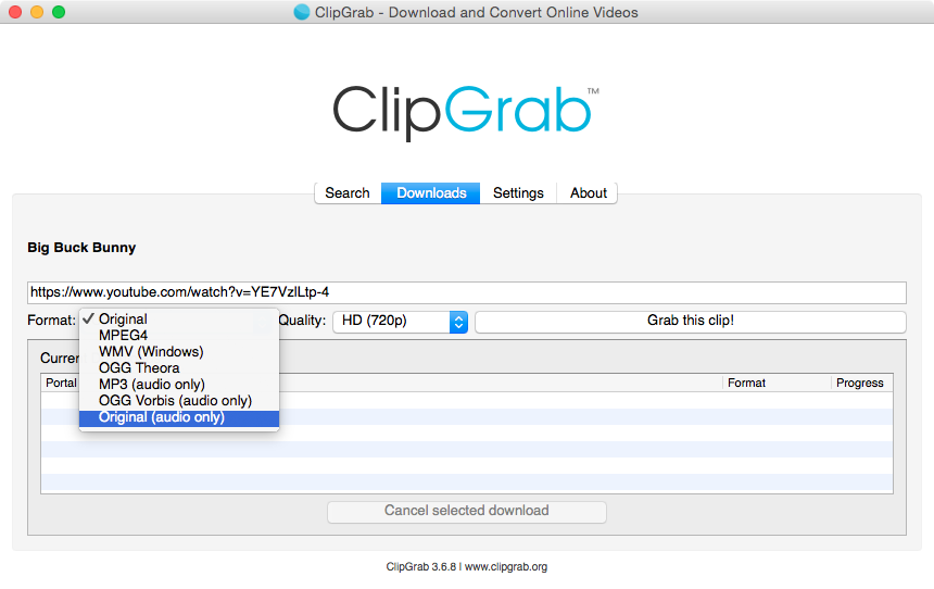 converting youtube to mp4 mac with clip grab