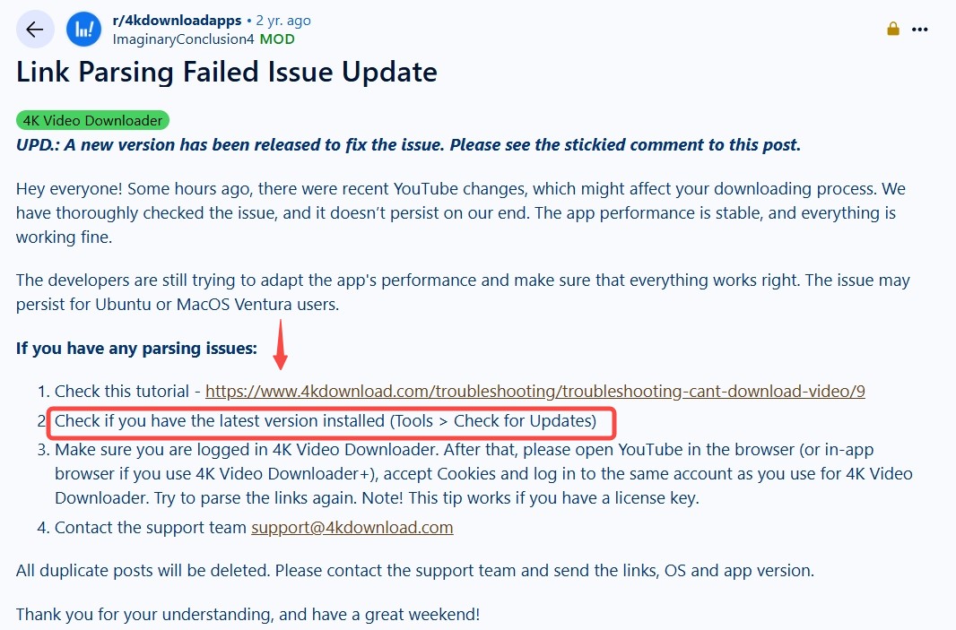Warum kann 4KVideoDownloader Links nicht analysieren?